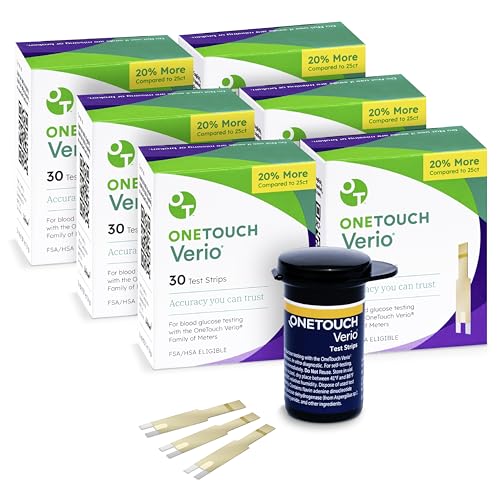 OneTouch Verio Test Strips for Blood Glucose Meter, 30 Count, 6 Pack