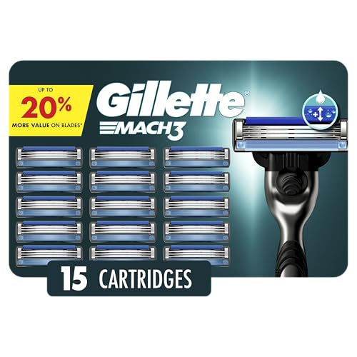 Gillette Mach3 Men's Razor Blades, 15 Blade Refills