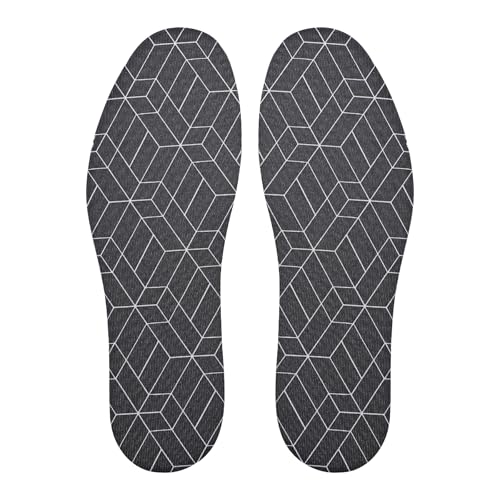 LMHCISO Barefoot Shoe Insoles for Women No Show Socks Inner Soles,Sockless Shoe Inserts,Anti-Odor Non Slip,Washable,Geometry Print,Size 6-9