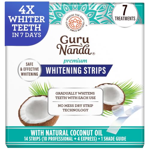 GuruNanda Teeth Whitening Strips - 4X Whiter Teeth, 7-Day Whitening Kit |