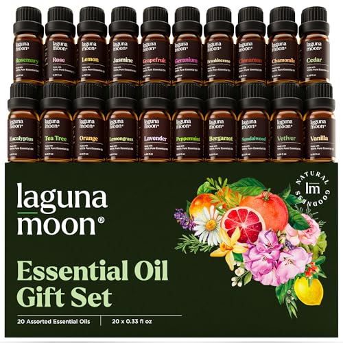 Lagunamoon Essential Oils Set, Top 20 Gift Set Oils for Diffusers, Humidifiers,