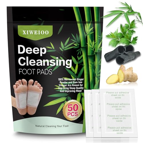XIWEIOO 50 Pack Foot Pads Ginger Bamboo Deep Cleansing Foot Care Patch