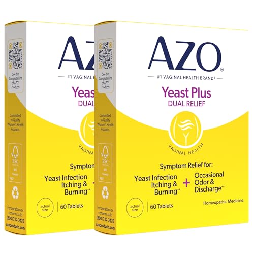 AZO Yeast Plus Dual Yeast Infection Pills Symptom Relief for Women, 120