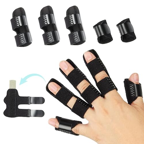 Koicarelife 5 Pcs Trigger Finger Splint , Finger Brace for Straightening or Support for Fingers,Thumb Brace, Broken Finger Protector, Broken Fingers Straightening,Pain Relief, Suitable for thumb, Index, Middle, Ring, Pinky