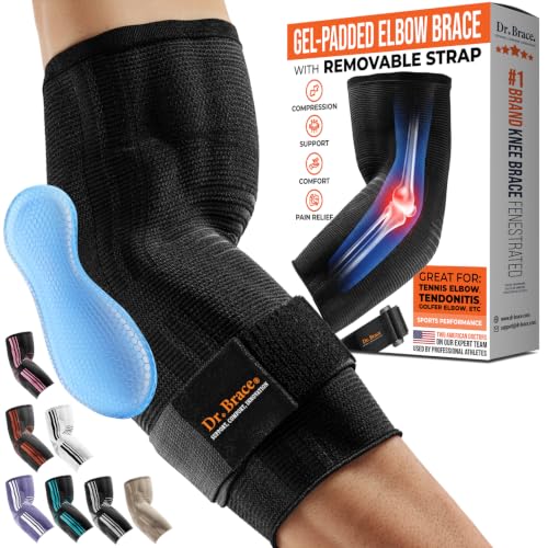 DR. BRACE® Elite Elbow Brace, Breathable Elbow Compression Sleeve | Support with Gel Pad for Golfer's, Tennis Elbow & Tendonitis Treatment & Pain Relief