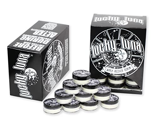 LuckyLuna Organic Tattoo Aftercare,48ct Individual units for ReSale in Dispenser Box, All-Natural,