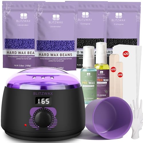 BLITZWAX Waxing Kit for Women, Hard Wax Warmer, Brazilian Bikini Face Body | 51 Items, Digital Fast Heating, Legs Underarms, Beginner Friendly, At Home Smooth Routine, Easy Temp Control, Salon Style