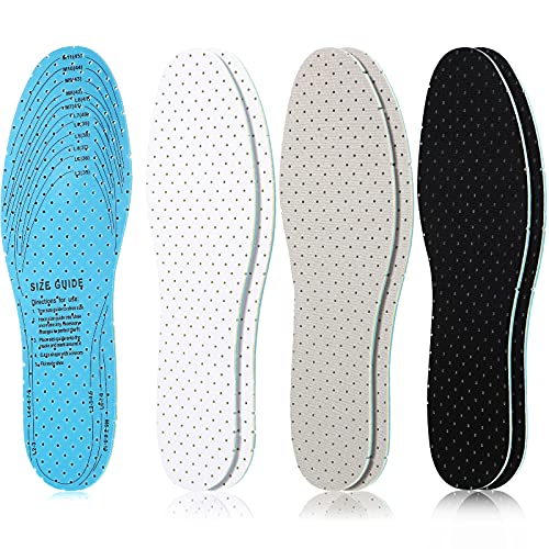 Sintege 3 Pairs Breathable Shoe Insoles Inserts,White, Black, Grey | Breathable Perforated