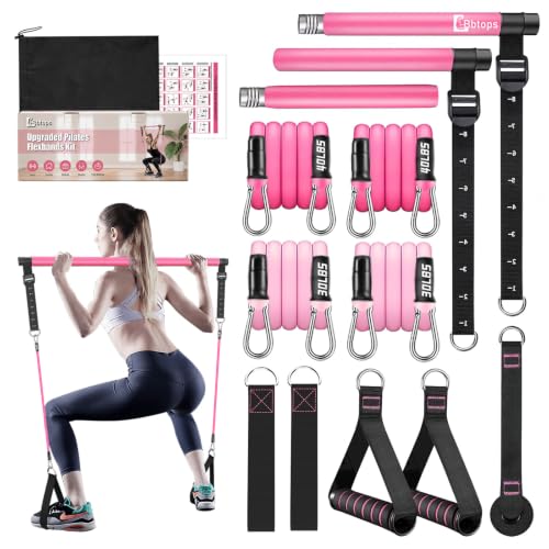 Bbtops Pilates Bar Kit with Resistance Bands,Full Body Workout Equipment | Portable