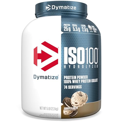 Dymatize ISO100 Protein Powder, 100% Whey Isolate, Cookies & Cream | 25g