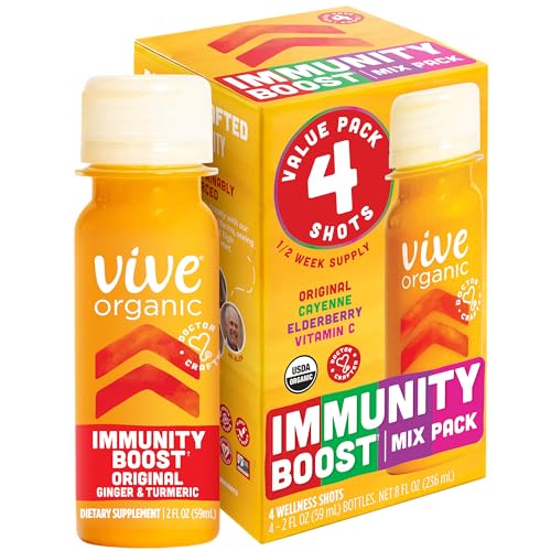 Vive Organic, Organic Immunity Boost Shots -Variety 4 Pack (2oz, 4 Count)