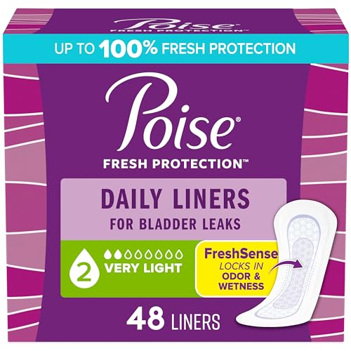 Poise Daily Liners, Incontinence Panty Liners, 2 Drop, 48 ct