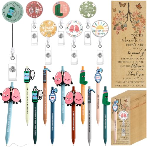 Yexiya 15 Set Respiratory Therapist Gifts Pen Rt Badge Reels Cards Bulk | Respiratory Therapist Accessories, Thank You Gift, for Respiratory Care Week, Rt Pulmonary Nurse, Medical Staff Doctor Office