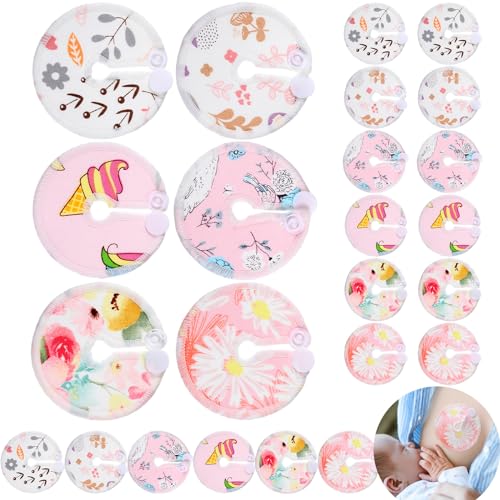 Yungyan 24 Pieces G Tube Covers Reusable Feeding Button Pads, Pink Floral