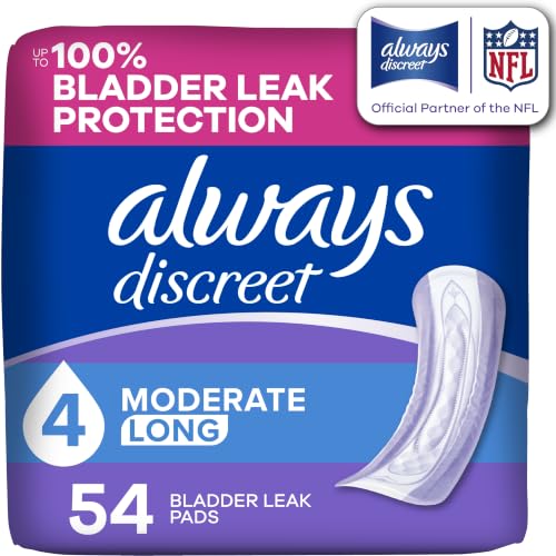 Always Discreet Adult Incontinence Pads for Women, Drier, 4 Drop Long Length,