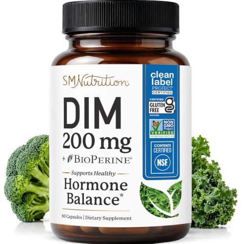 DIM Supplement 200 mg, Estrogen Balance for Women & Men, Doctor-Formulated | Clean Label Certified, Non-GMO Verified, Certified Gluten-Free, Vegan, Diindolylmethane for Women & Men, 60 Capsules