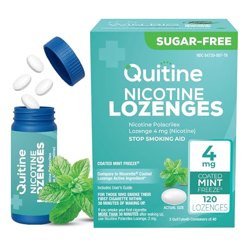 Quitine Nicotine Lozenges 4mg, Mint Flavor – 120 Count | Quit Smoking