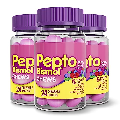 Pepto Bismol Chews, Fast and Effective Digestive Relief from Nausea, Heartburn, Indigestion,