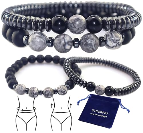 STCORPS7 Magnetic Healing Bracelet Arthritis, Energy Healthy Jewelry Magnetic Therapy Sleep,Hematite Bracelet
