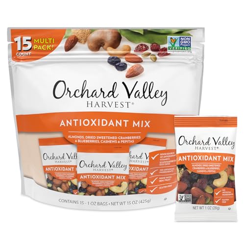 Orchard Valley Harvest Antioxidant Mix, 1 Ounce Bags | Pack Of 15, Almonds, Cranberries, Blueberries, Cashews, Pepitas, Non-GMO, No Artificial Ingredients, Healthy Snack For Adults