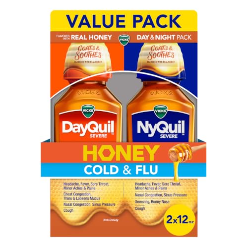 Vicks DayQuil & NyQuil Severe Honey Flavor Co-Pack, Cold & Flu Medicine,