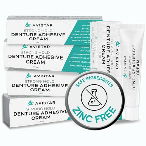 Extra Strong Denture Adhesive Cream, 12 Hour Hold Dental Glue, Waterproof, Zinc