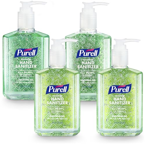 Purell Hand Sanitizer Soothing Gel Pump Bottle, 4ct x 8 oz -