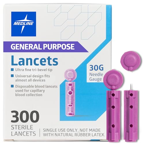 Medline General Purpose Lancets, 30G, Sterile Single Use Lancets for Diabetes Testing,