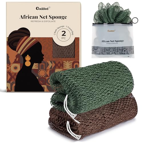 CORATED African Net Sponge Authentic, Shower Loofah Exfoliating Bath Sponge | Body