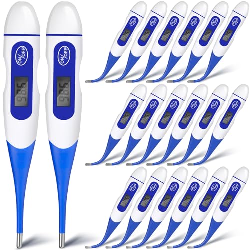 TrelaCo 20 Pcs Digital Thermometers, Oral Fast Reading, Blue | Fever Basal