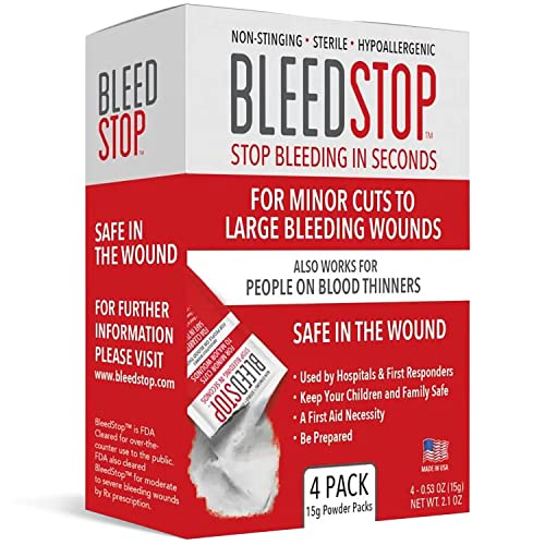 BleedStop™ First Aid Powder for Blood Clotting, Trauma Kit, Blood Thinner Patients,