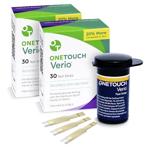 OneTouch Verio Test Strips for Blood Glucose Meter, 30 Count, 2 Pack