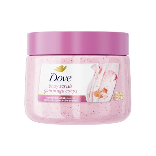 Dove Exfoliating Body Scrub, Himalayan Salt & Rose Oil, 15 oz | For boosting radiance, gently exfoliates without over-drying to reveal healthier-looking, smoother skin.