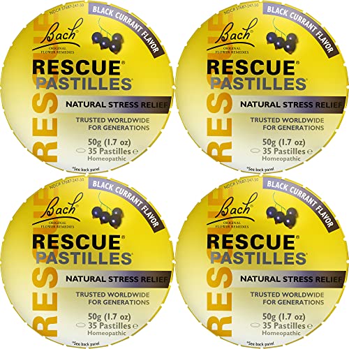 Bach Rescue PASTILLES, Black Currant Flavor, Natural Stress Relief Lozenges, Homeopathic Flower
