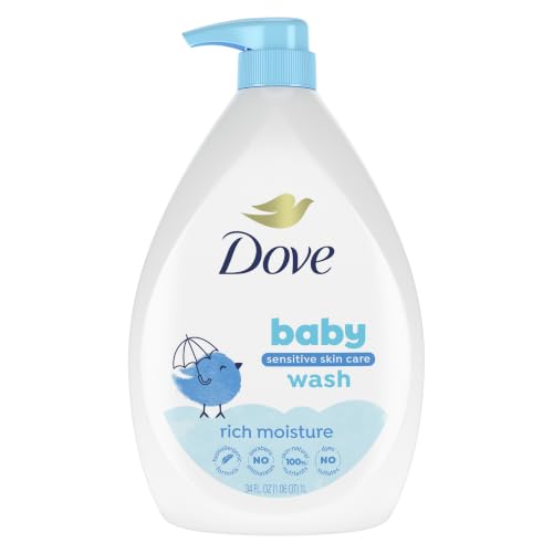 Baby Dove Sensitive Skin Hydrating Body Wash, Tear-Free & 34oz | For sensitive baby skin, Helps gently cleanse skin, With fragrance-free care, For bath time, Tear-free formula