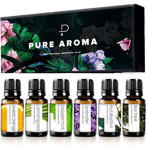 Pure Aroma Essential Oils Aromatherapy Set - 6 x 10ML Oils for